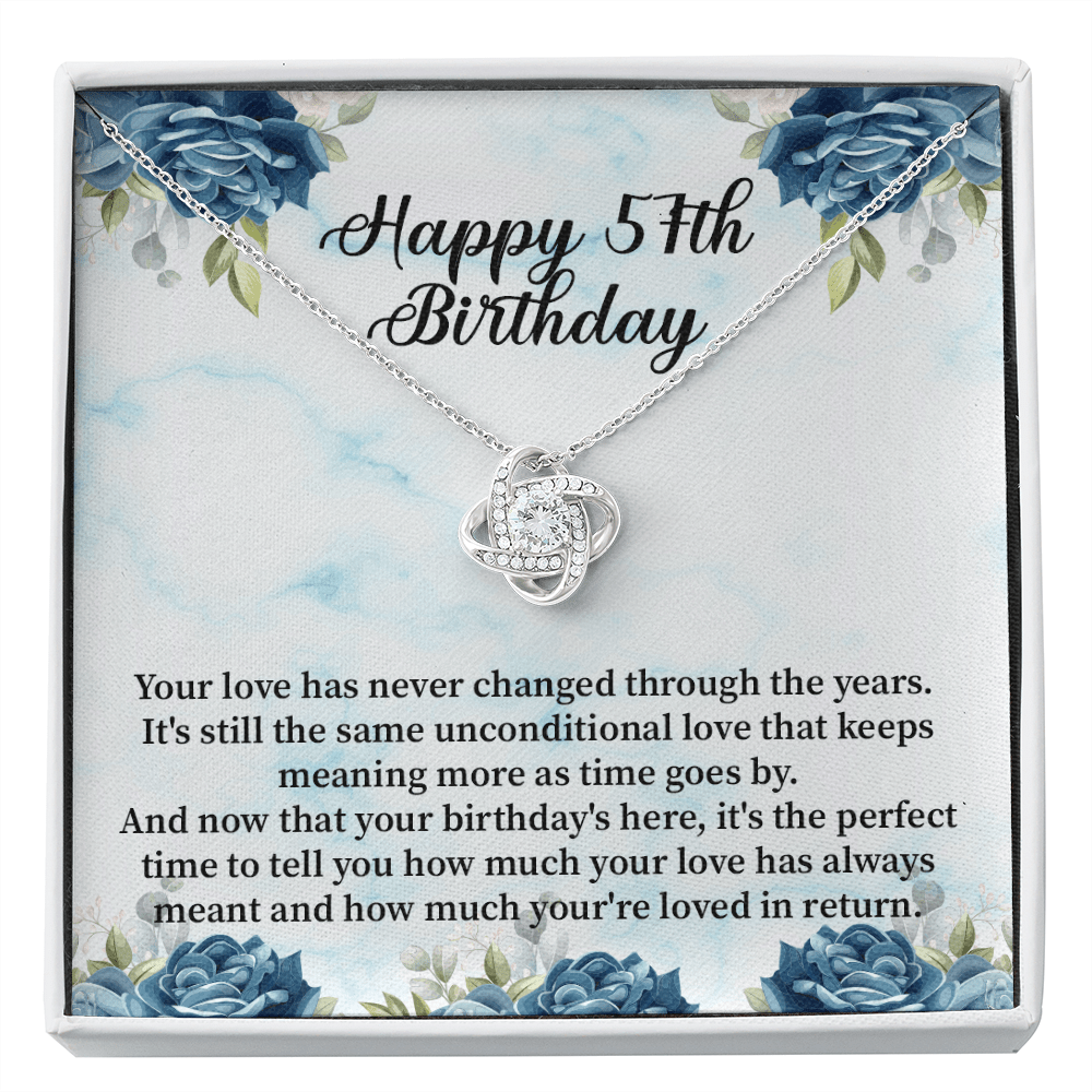 Happy 57th Birthday - Love Knot Necklace Message Card