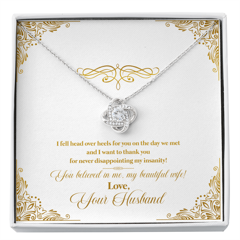 Wife - You Believed In Me - Love Knot Necklace Message Card