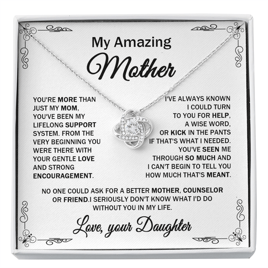 Amazing Mother - You're More Than Just A Mom - Love Knot Necklace Message Card - Gift For Mother's Day Birthday Appreciation