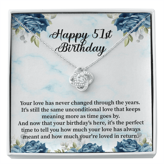 Happy 51st Birthday - Love Knot Necklace Message Card