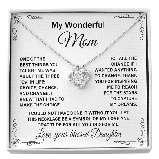 Wonderful Mom - One Of The Best Things - Love Knot Necklace Message Card - Gift For Mother's Day
