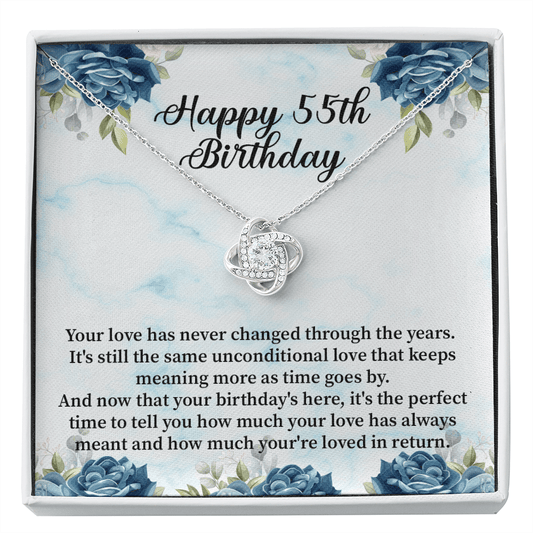 Happy 55th Birthday - Love Knot Necklace Message Card