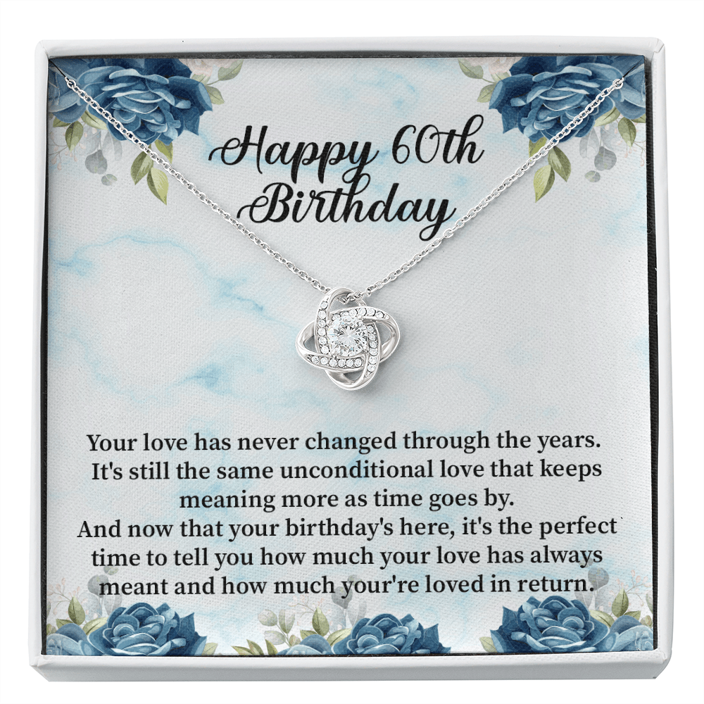 Happy 60th Birthday - Love Knot Necklace Message Card