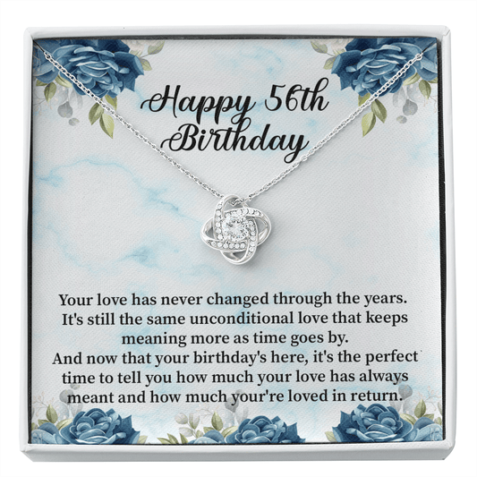 Happy 56th Birthday - Love Knot Necklace Message Card