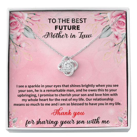 Future Mother In Law - I See A Sparkle In Your Eyes Love Knot Necklace Message Card