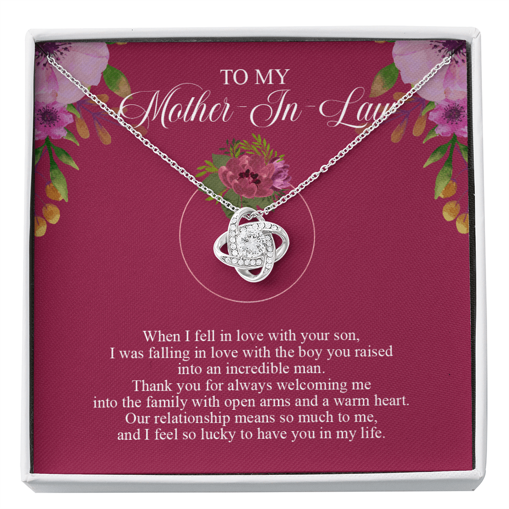 Mother In Law - When I fell In Love With Your Son - Love Knot Necklace Message Card