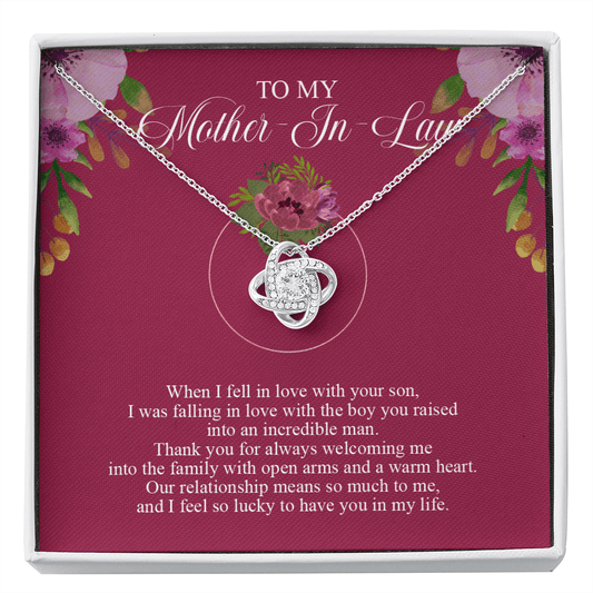 Mother In Law - When I fell In Love With Your Son - Love Knot Necklace Message Card