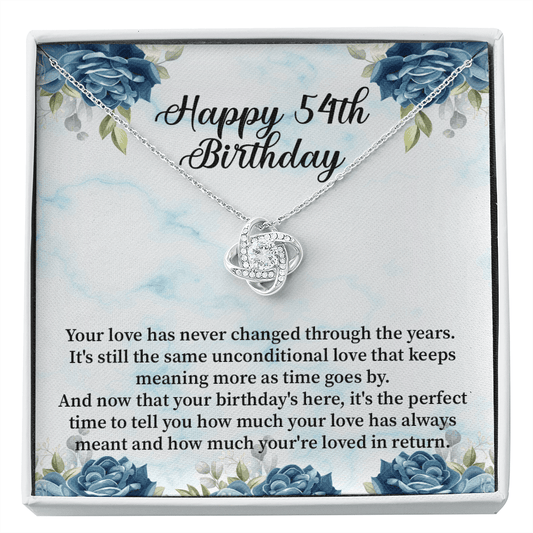 Happy 54th Birthday - Love Knot Necklace Message Card