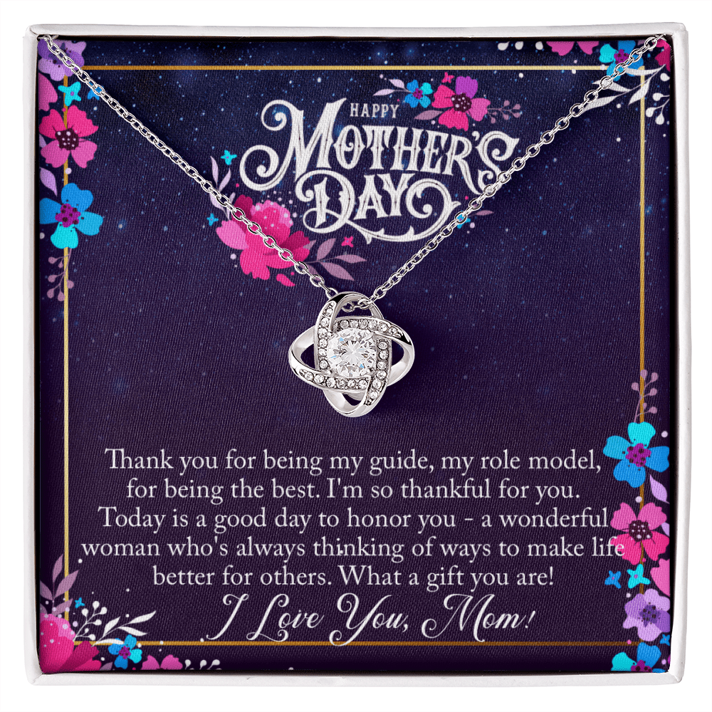 Happy Mother's Day - Thank You For Being My Guide - Love Knot Necklace Message Card Gift