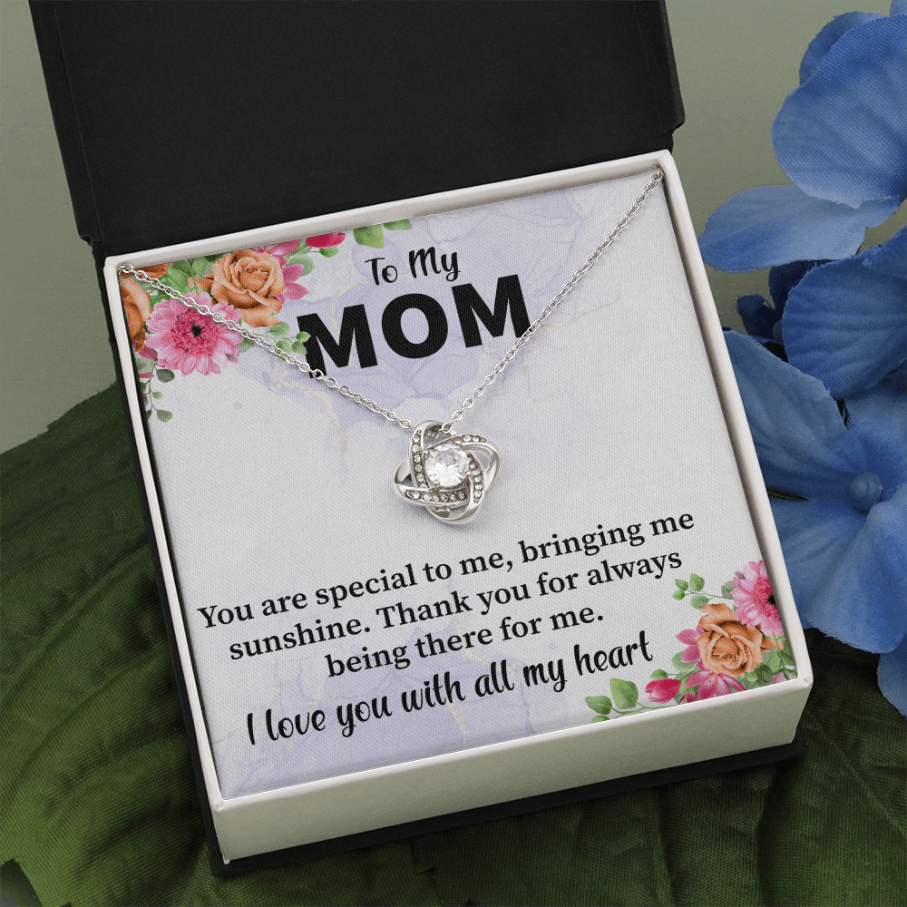 Mom - You Are Special To Me Love Knot Necklace Message Card