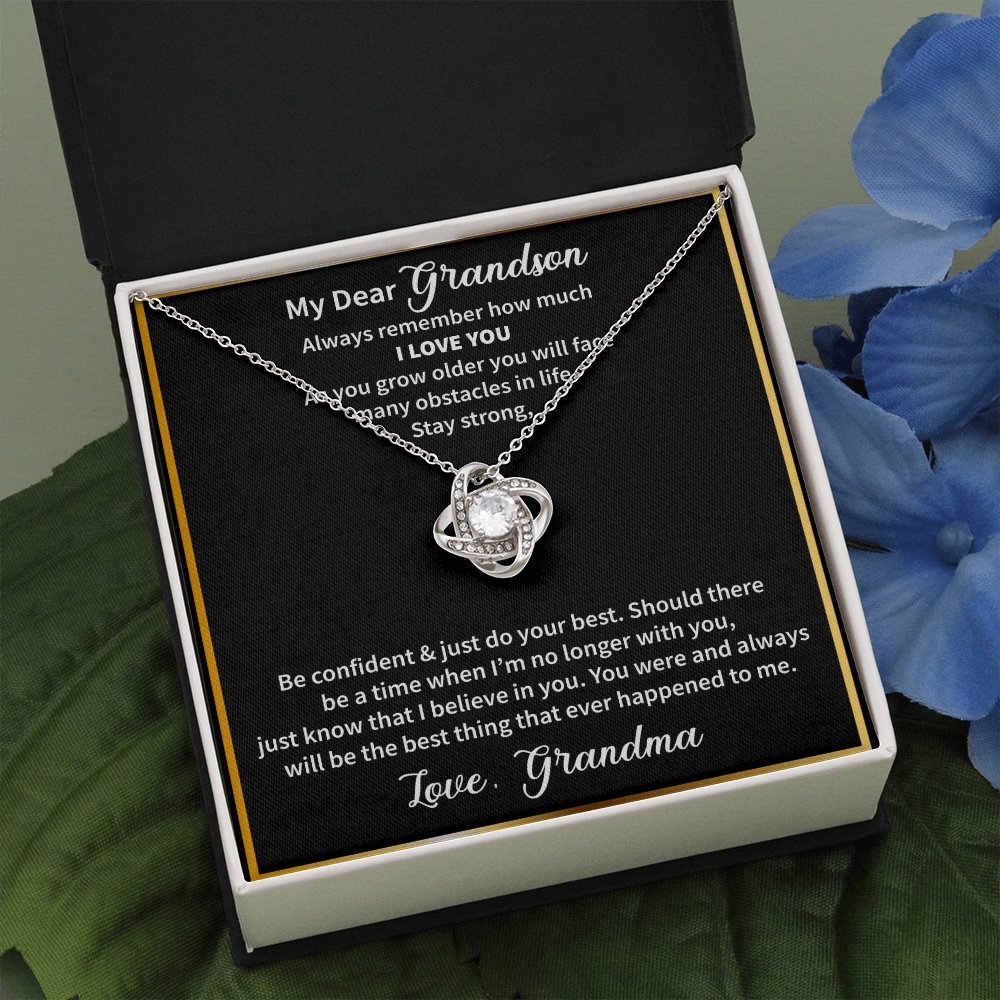 Grandson - Always Remember How Much I Love You Love Knot Necklace Message Card