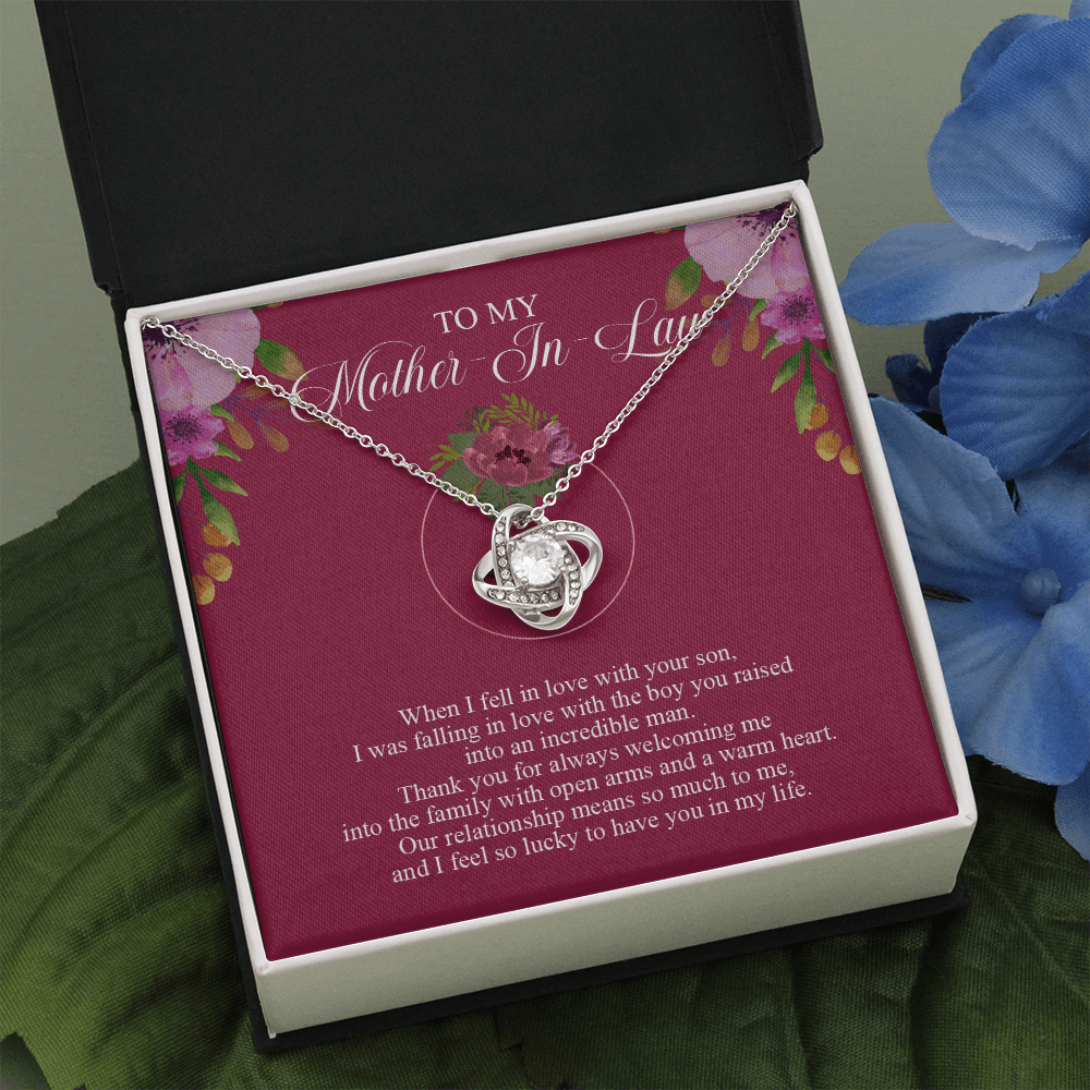 Mother In Law - When I fell In Love With Your Son - Love Knot Necklace Message Card