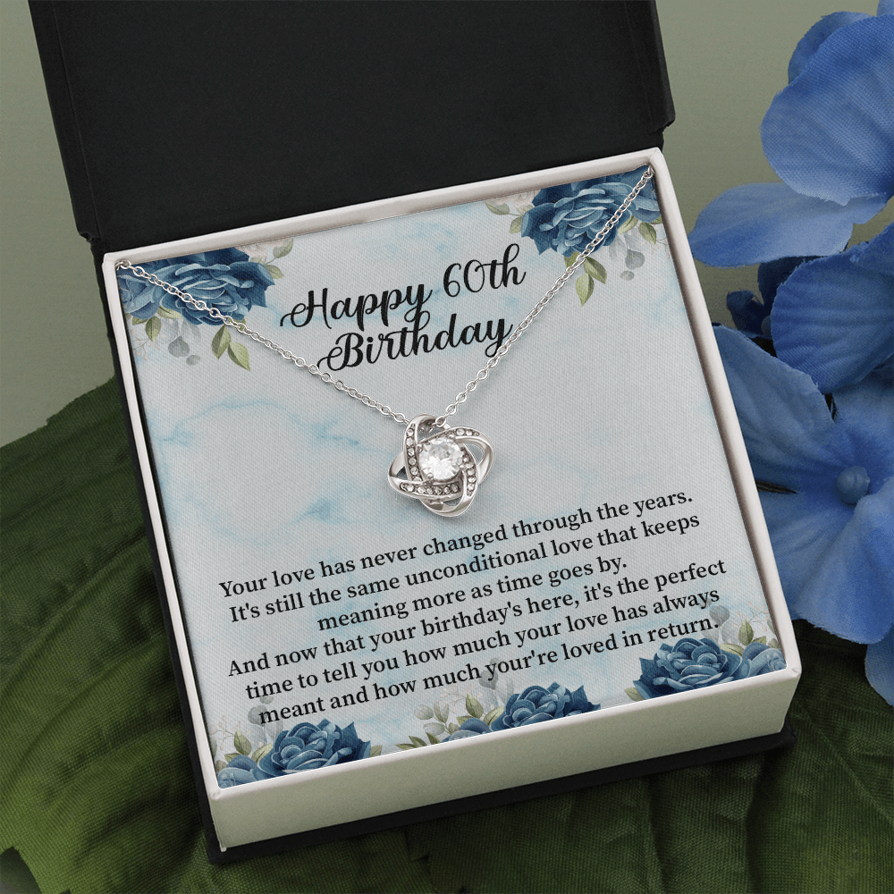 Happy 60th Birthday - Love Knot Necklace Message Card