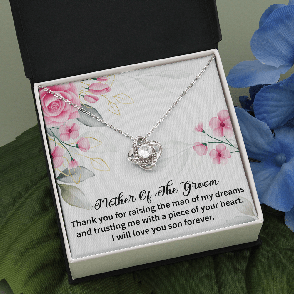 Mother Of The Groom - Thank You For Raising The Man Of My Dreams Love Knot Necklace Message Card