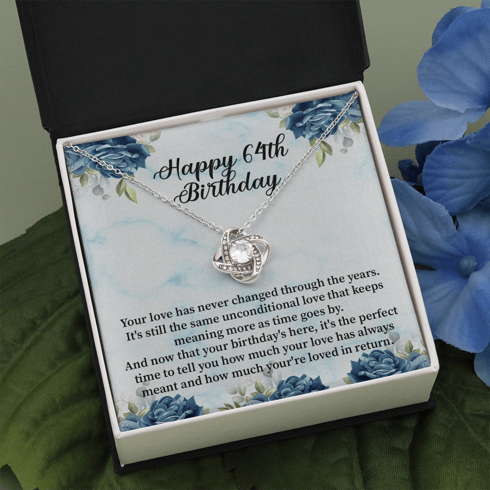 Happy 64th Birthday - Love Knot Necklace Message Card