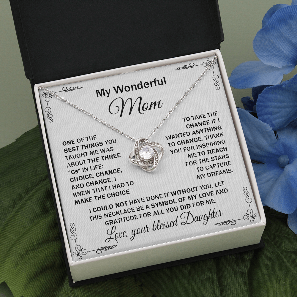 Wonderful Mom - One Of The Best Things - Love Knot Necklace Message Card - Gift For Mother's Day