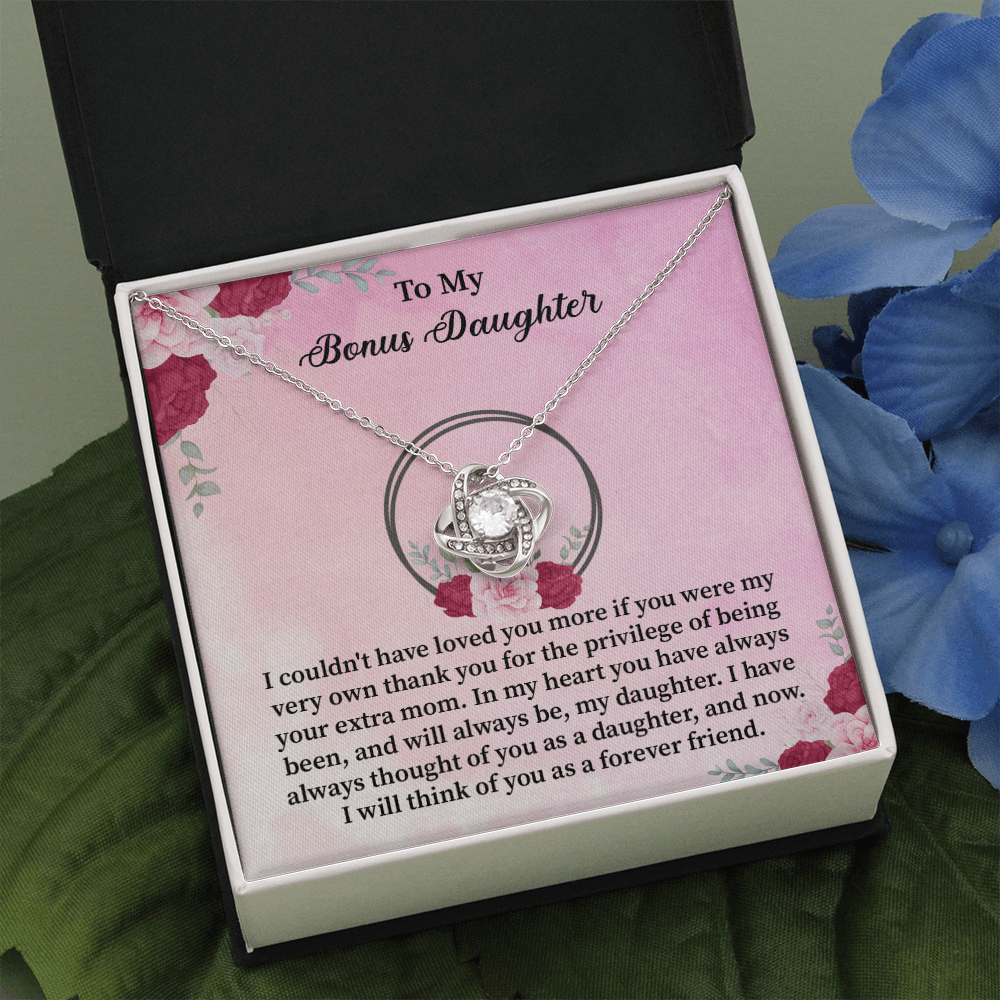 Bonus Daughter - I Couldn't Have Loved You More - Love Knot Necklace Message Card