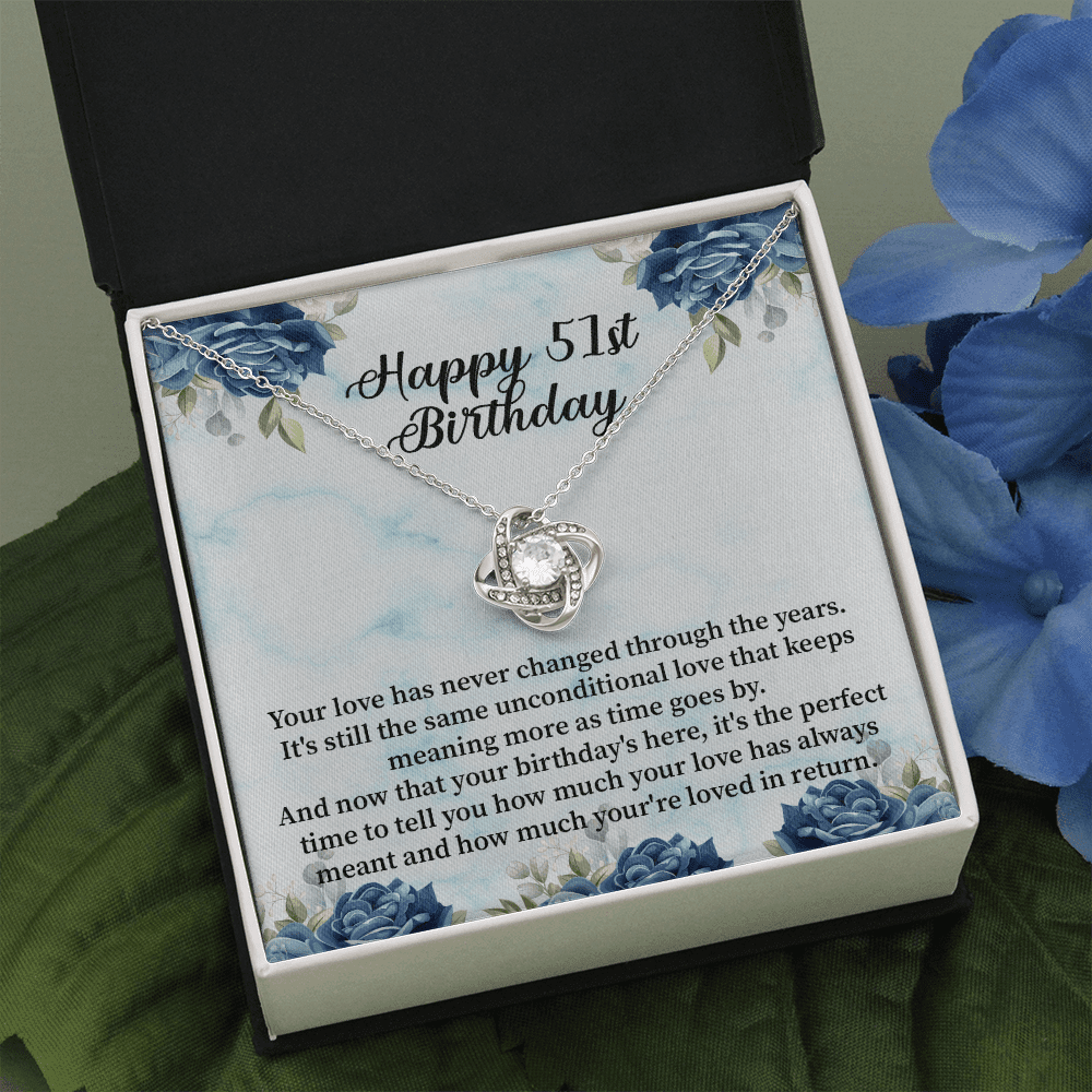 Happy 51st Birthday - Love Knot Necklace Message Card