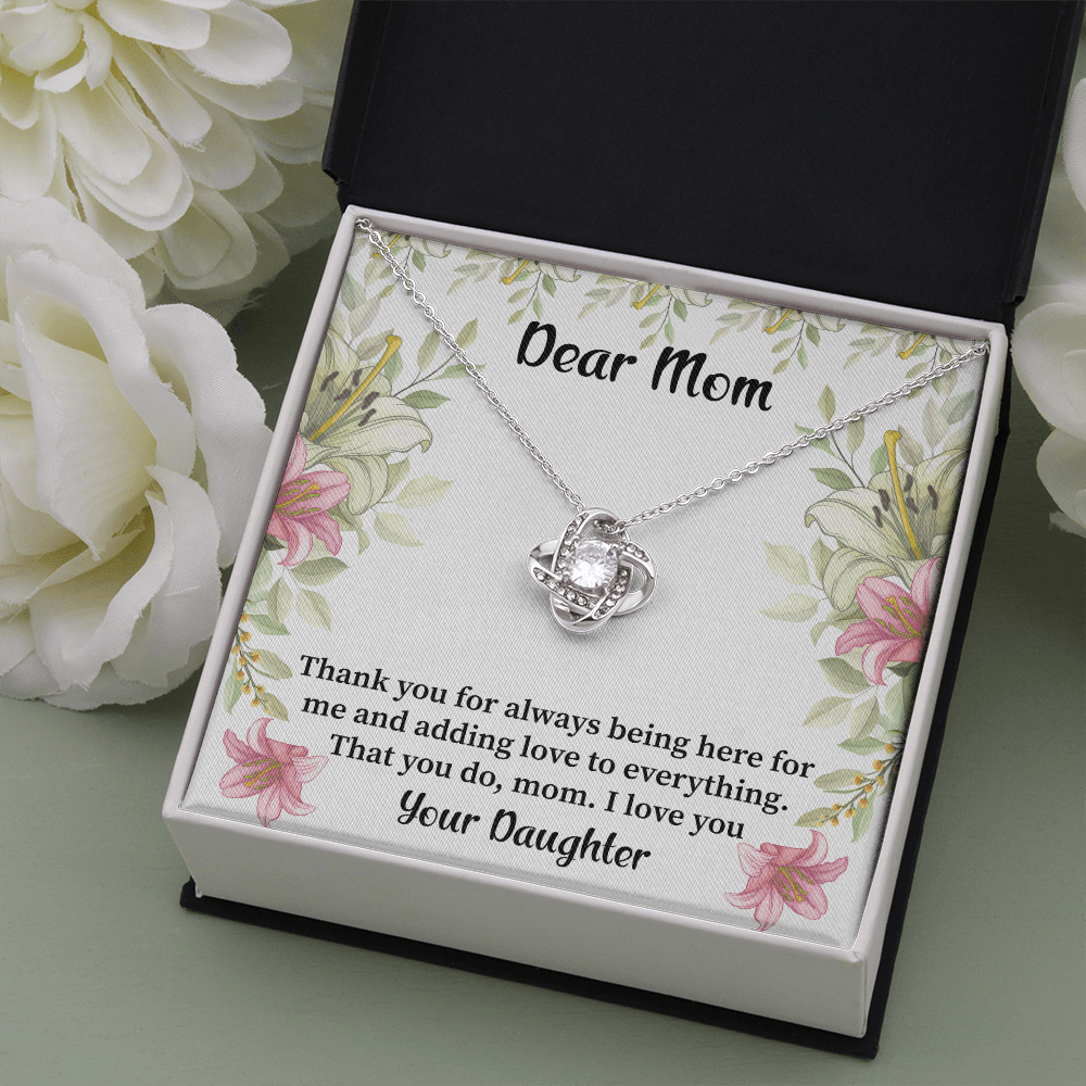 Mom - Thank You For Always Being Here Love Knot Necklace Message Card