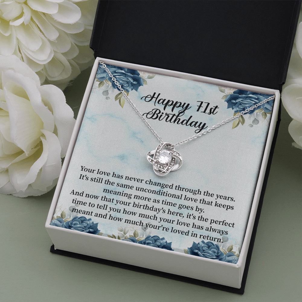 Happy 71st Birthday - Love Knot Necklace Message Card