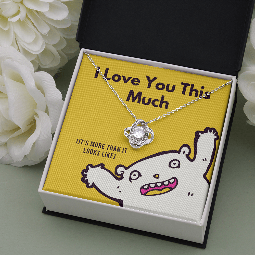 I Love You This Much Cute Monster - Love Knot Necklace Message Card