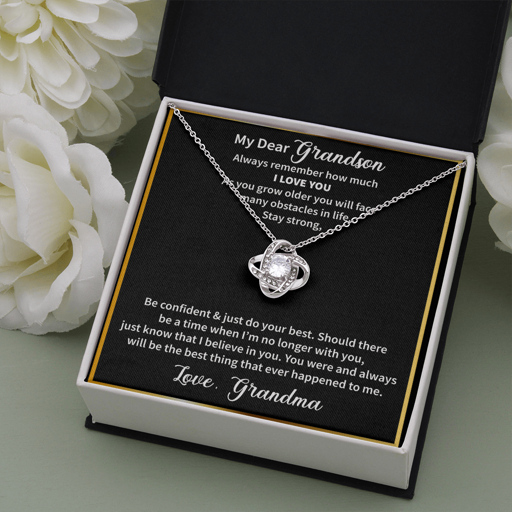 Grandson - Always Remember How Much I Love You Love Knot Necklace Message Card