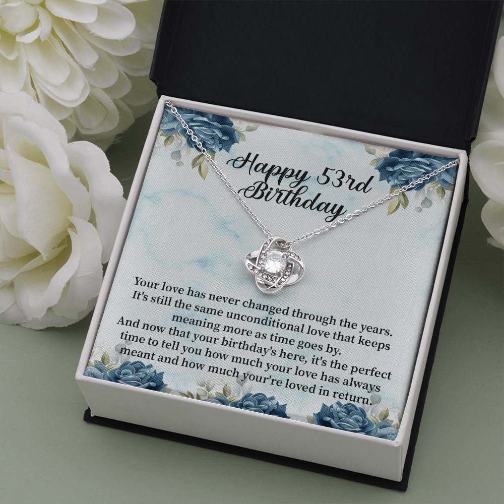 Happy 53rd Birthday - Love Knot Necklace Message Card