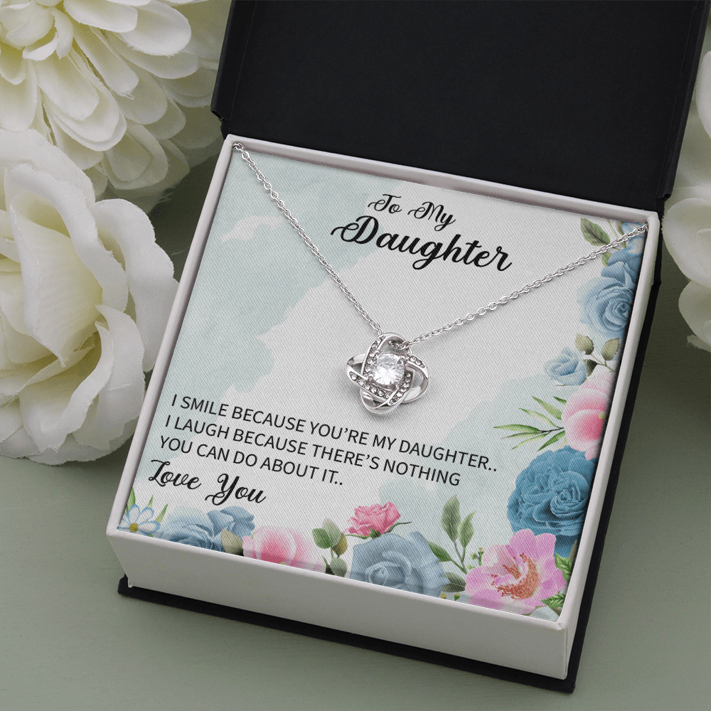 Daughter - I Smile Because - Love Knot Necklace Message Card