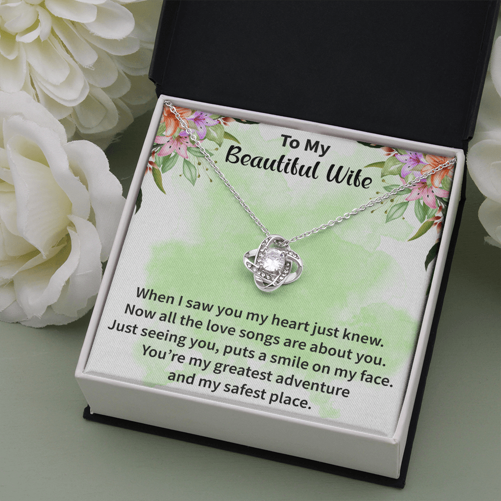 Wife - When I Saw You Love Knot Necklace Message Card