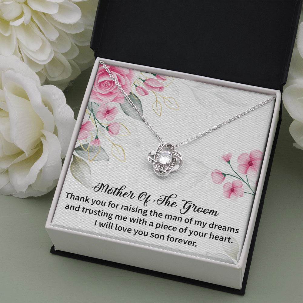 Mother Of The Groom - Thank You For Raising The Man Of My Dreams Love Knot Necklace Message Card