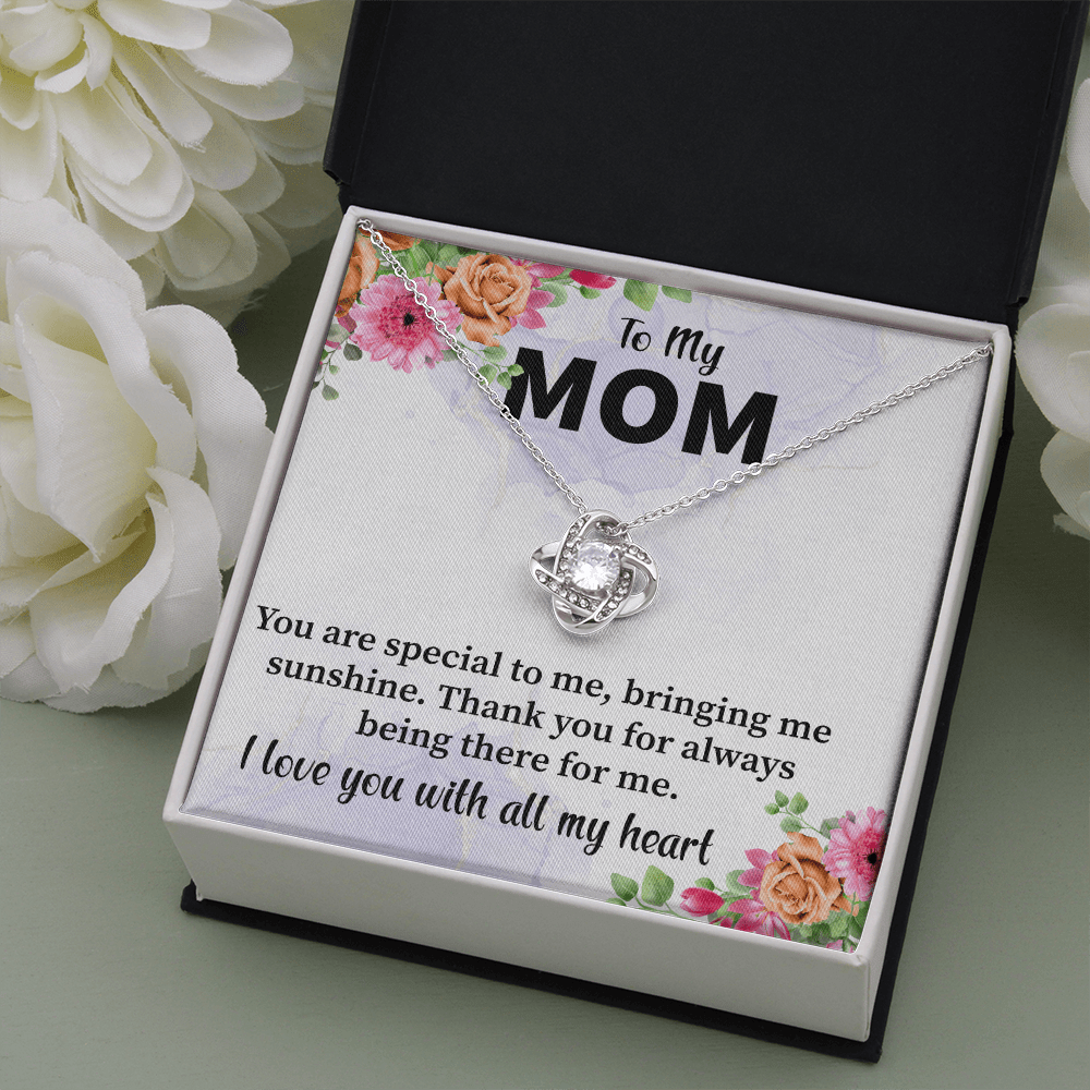 Mom - You Are Special To Me Love Knot Necklace Message Card