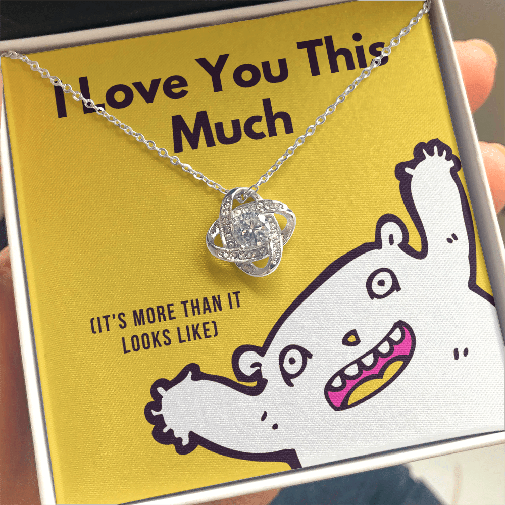 I Love You This Much Cute Monster - Love Knot Necklace Message Card