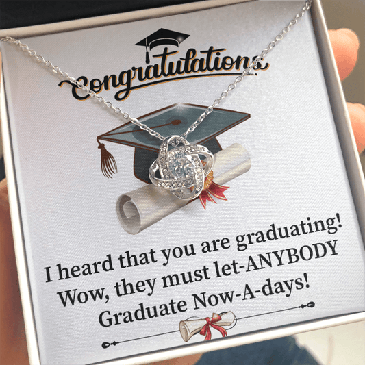 Graduations - I Heaard That You Are Graduating - Love Knot Necklace Message Card