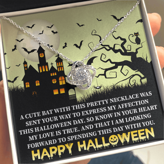 Happy Halloween Love Knot Necklace Message Card