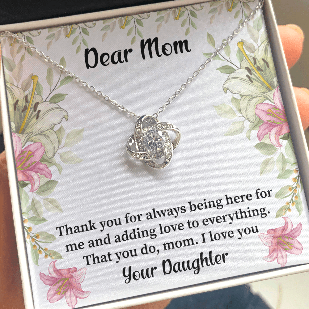 Mom - Thank You For Always Being Here Love Knot Necklace Message Card