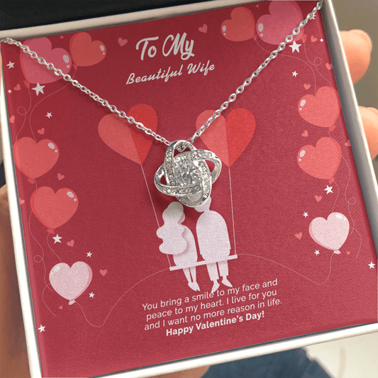 Wife - You Bring A Smile To My Face - Love Knot Necklace Message Card