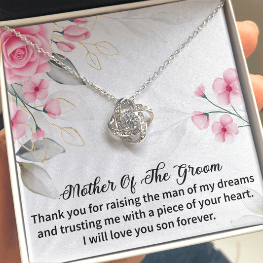 Mother Of The Groom - Thank You For Raising The Man Of My Dreams Love Knot Necklace Message Card