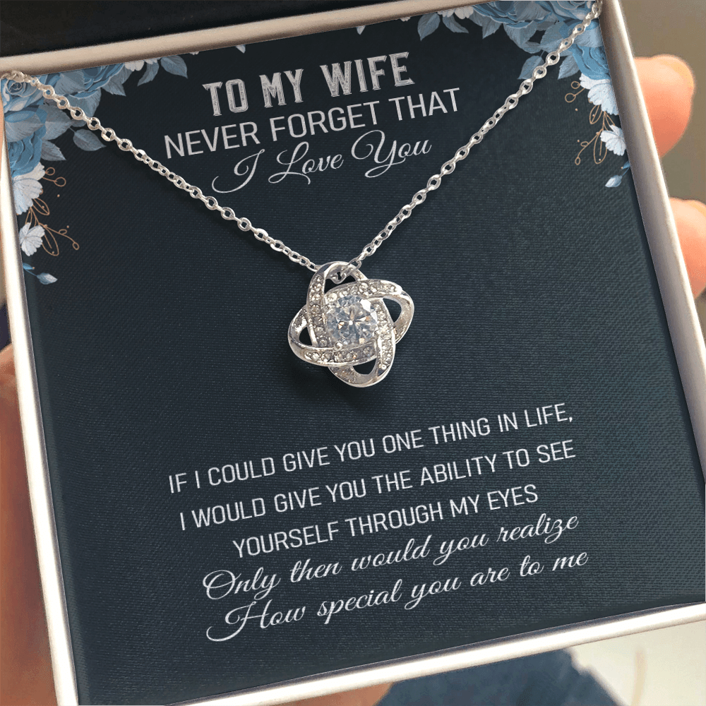 Never Forget That I Love You - Love Knot Necklace Message Card