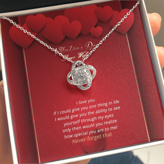 Wife - Valentine's Day I Love You - Love Knot Necklace Message Card