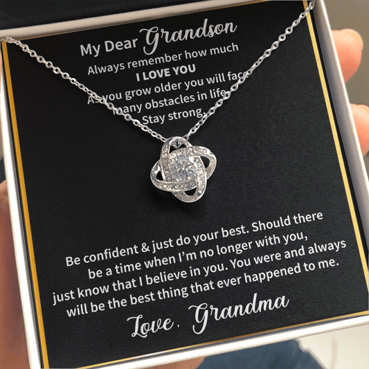 Grandson - Always Remember How Much I Love You Love Knot Necklace Message Card