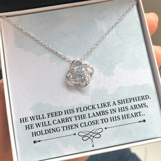 Like A Shephered Love Knot Necklace Message Card
