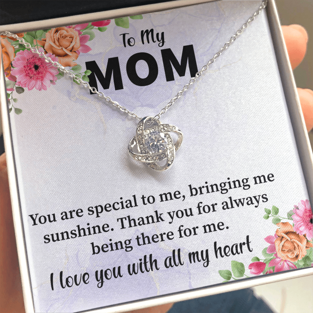 Mom - You Are Special To Me Love Knot Necklace Message Card