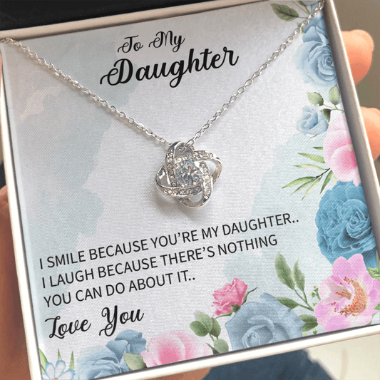 Daughter - I Smile Because - Love Knot Necklace Message Card