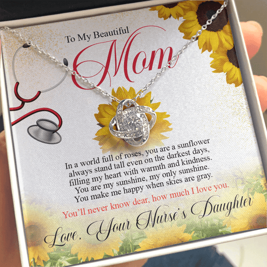 To My Beautiful Mom - Love Knot Necklace Message Card