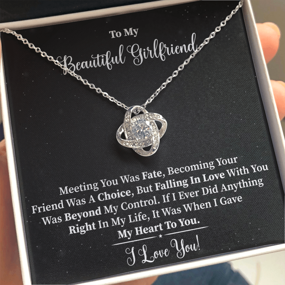 Girlfriend - Meeting You Was Fate Love Knot Necklace Message Card