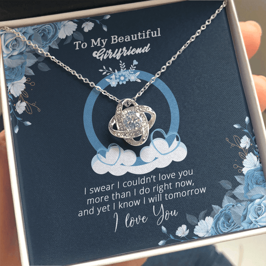 Girlfriend - I Swear I Couldn't Love You More - Love Knot Necklace Message Card