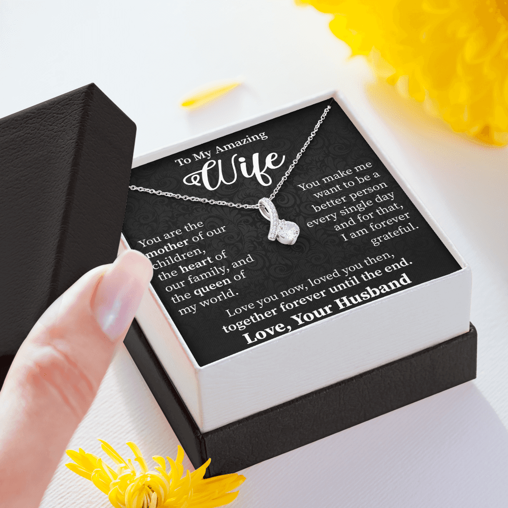 Wife - Your Are The Mother Of Our Children - Alluring Beauty Infinity Necklace Message Card