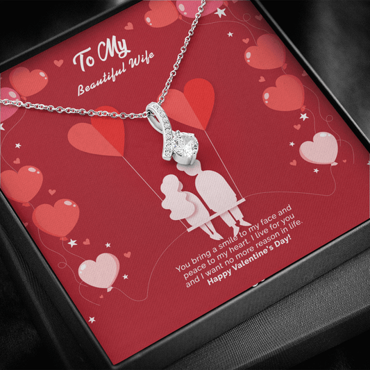 Wife - You Bring A Smile To My Face - Alluring Beauty Infinity Necklace Message Card