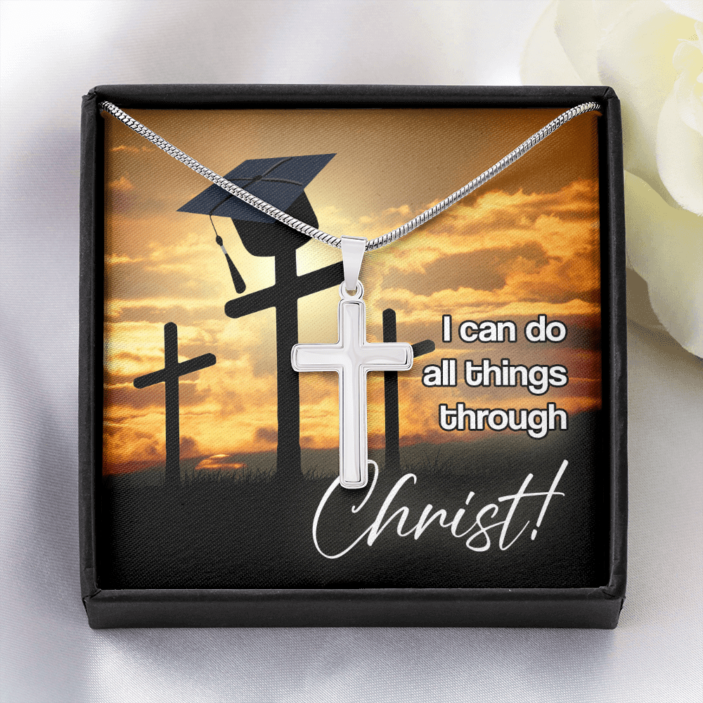 I Can Do All Things Through Christ - Cross Necklace Message Card