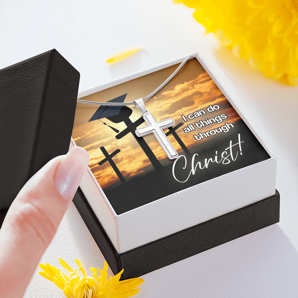 I Can Do All Things Through Christ - Cross Necklace Message Card